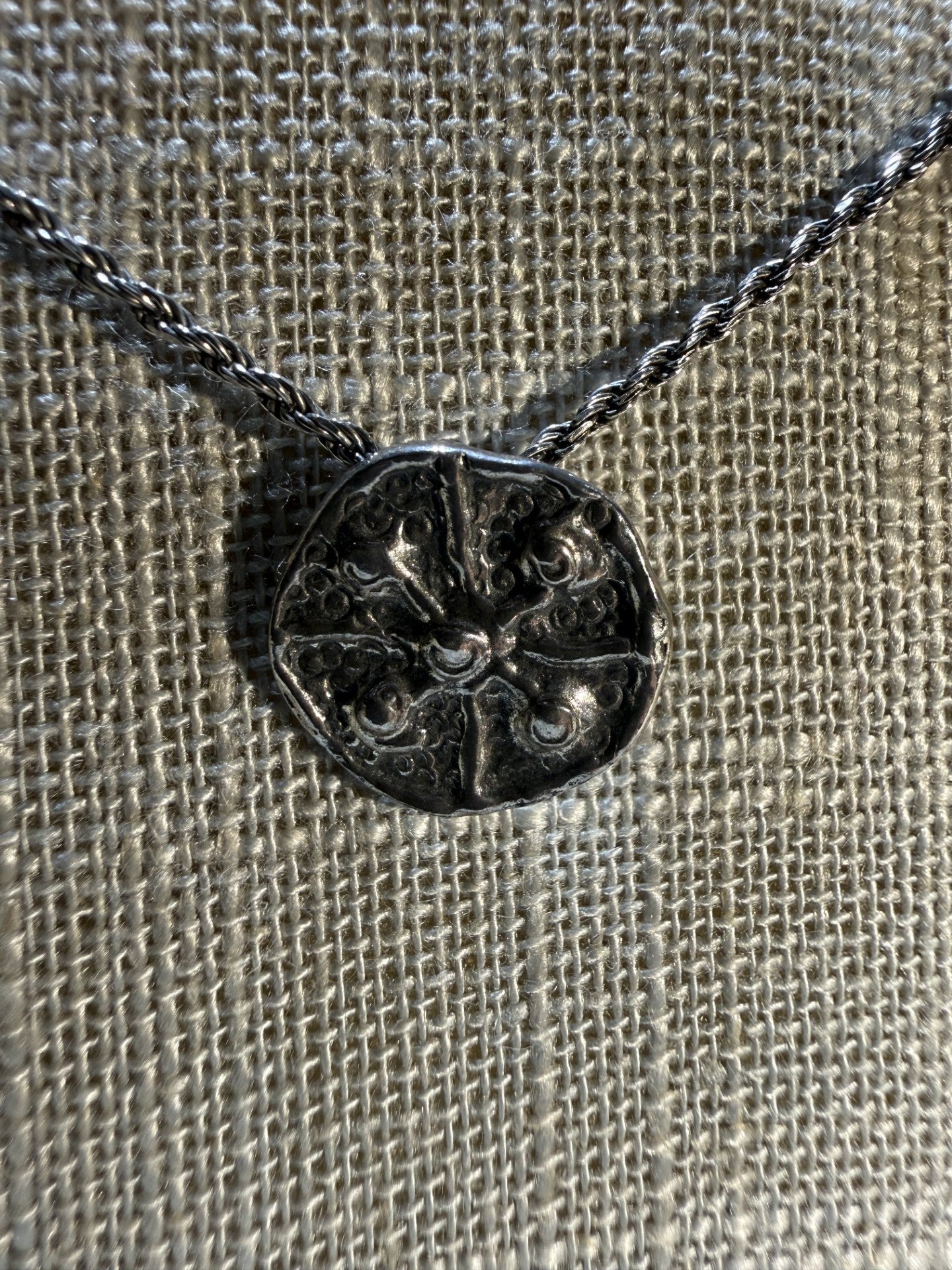 Oxidized Silver Sand Dollar Necklace