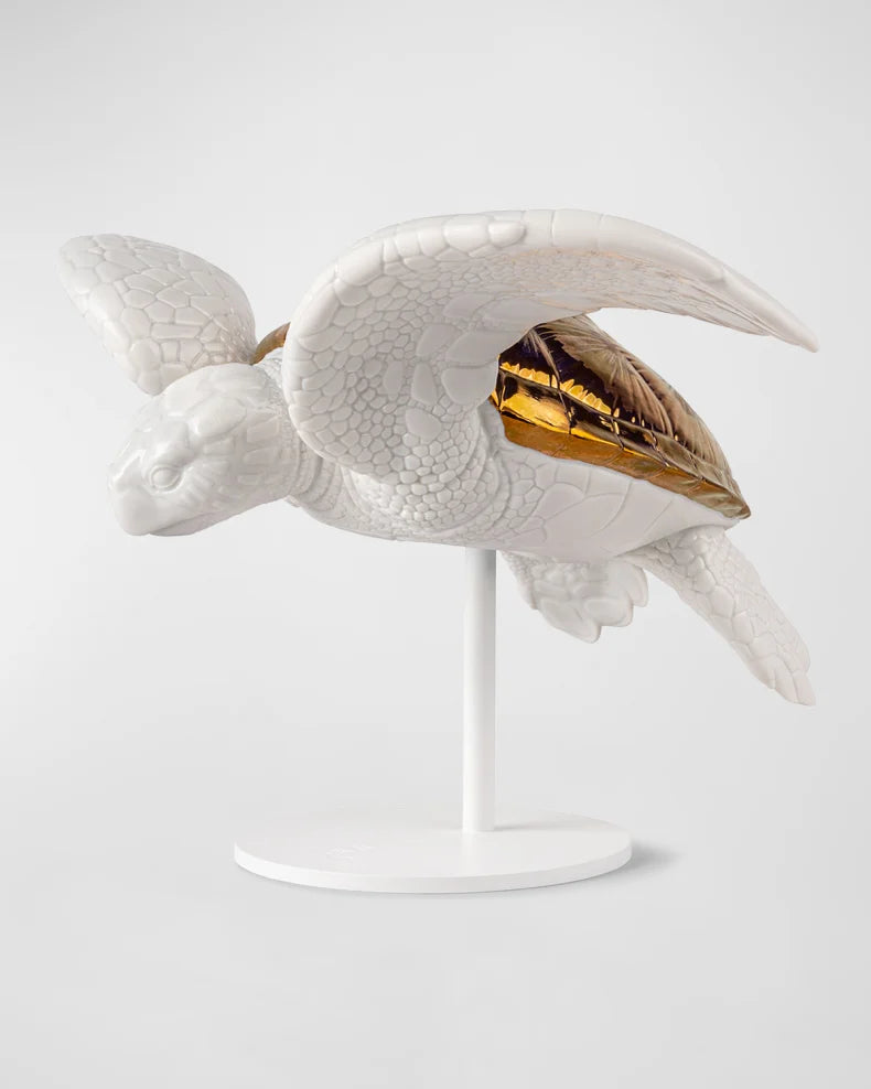 Sea Turtle (white - copper) Sculpture