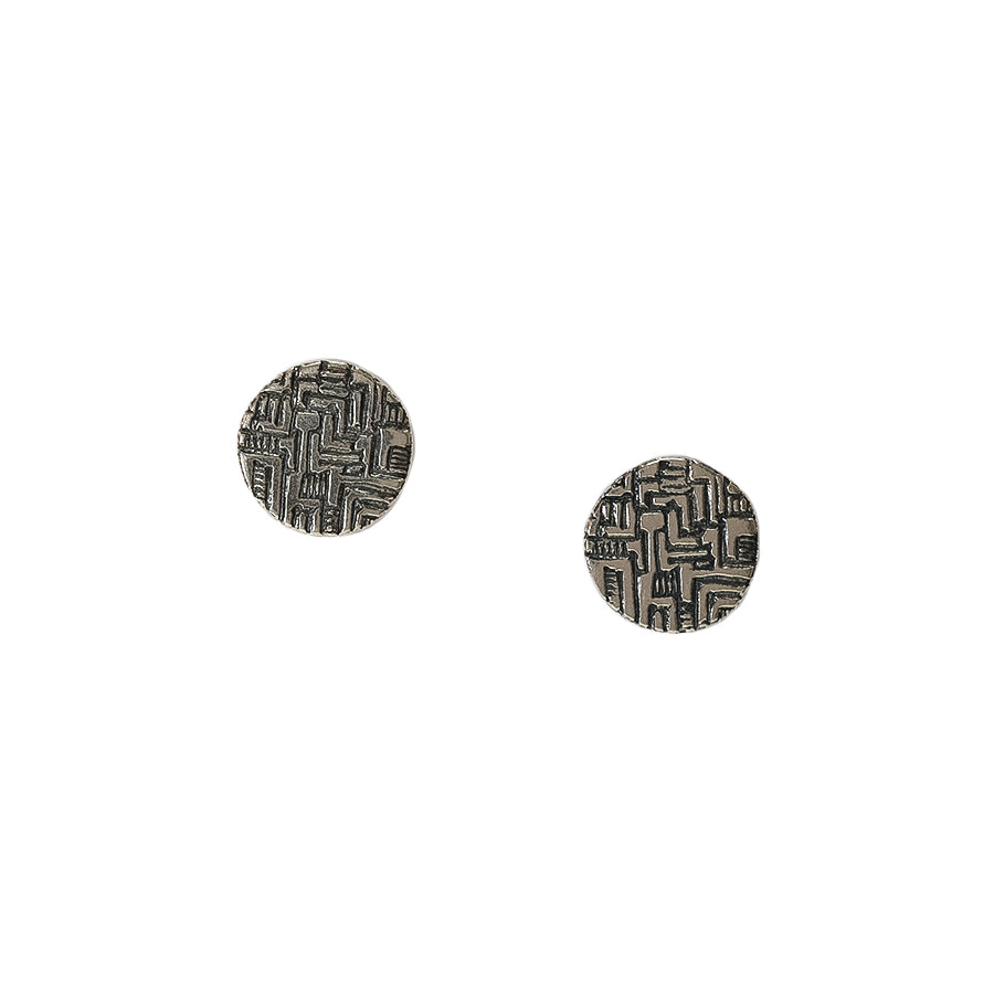 Abstract Silver Stud Earrings