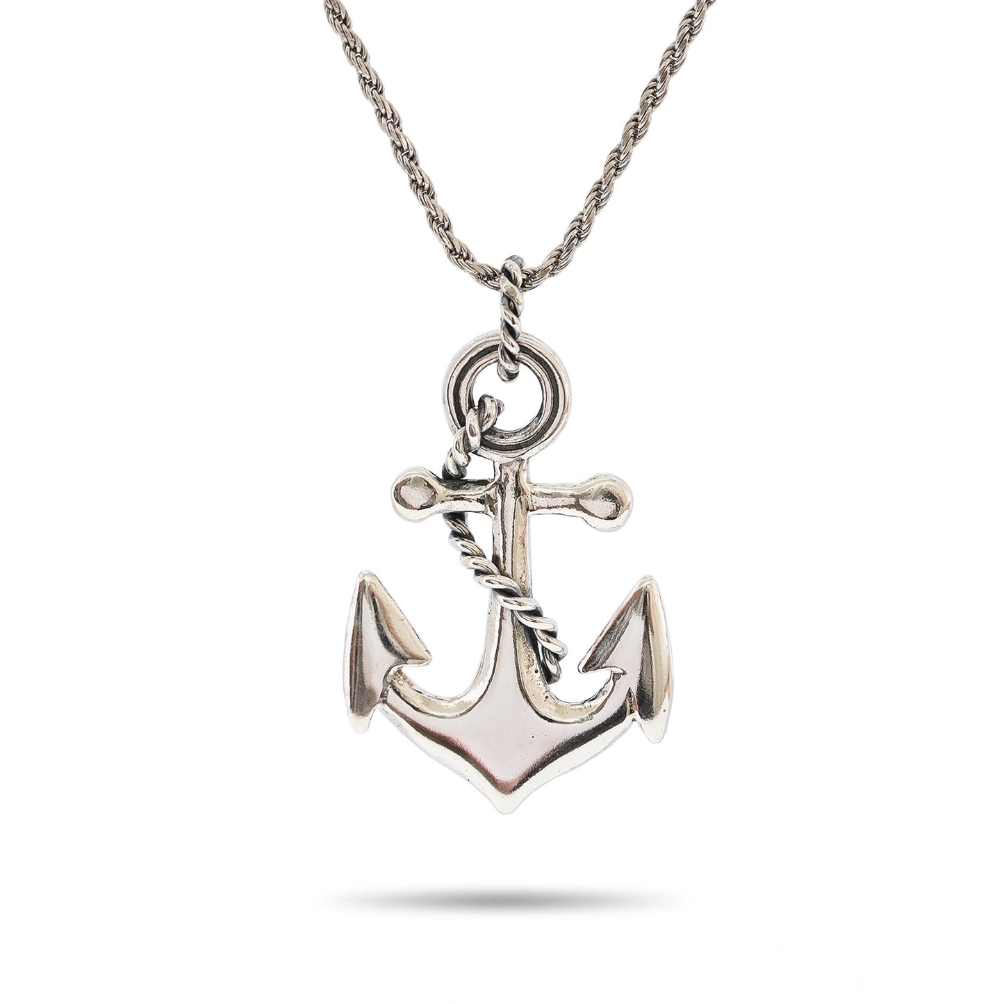 Oxidized Silver Anchor Necklace