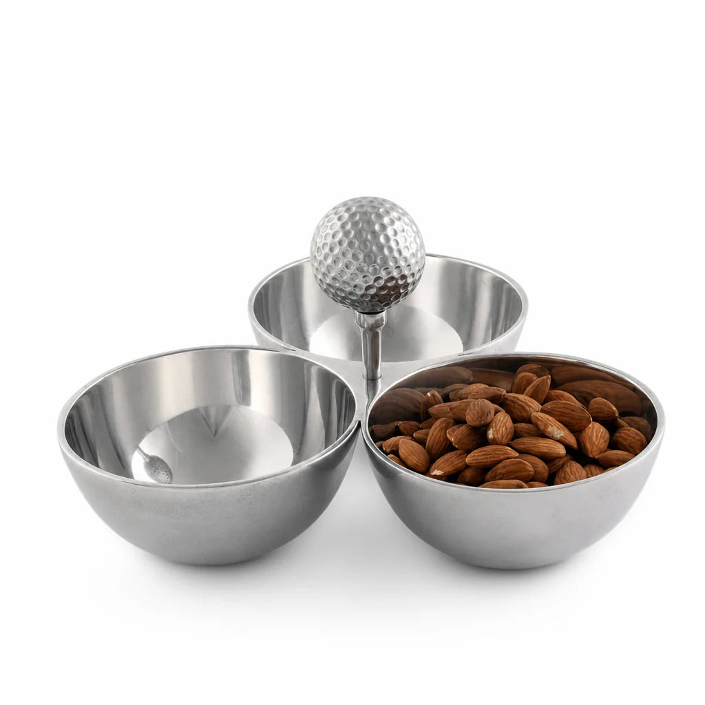 Golf Nut Bowl with Elegant Golf Ball Handle