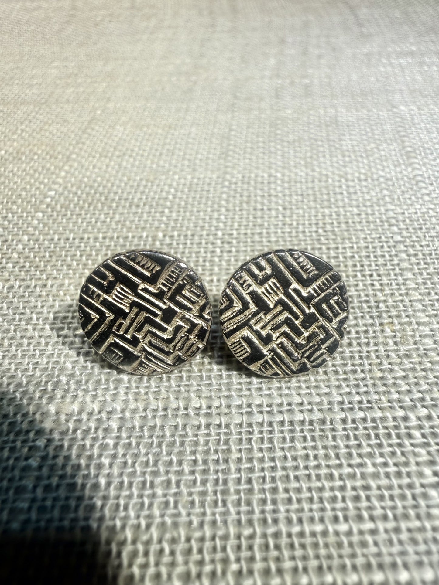 Abstract Silver Stud Earrings