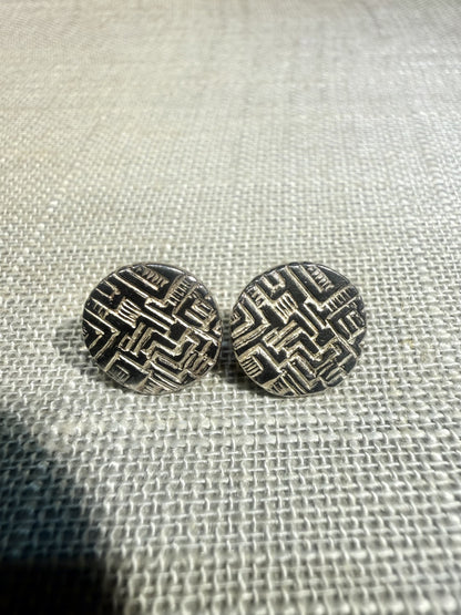 Abstract Silver Stud Earrings