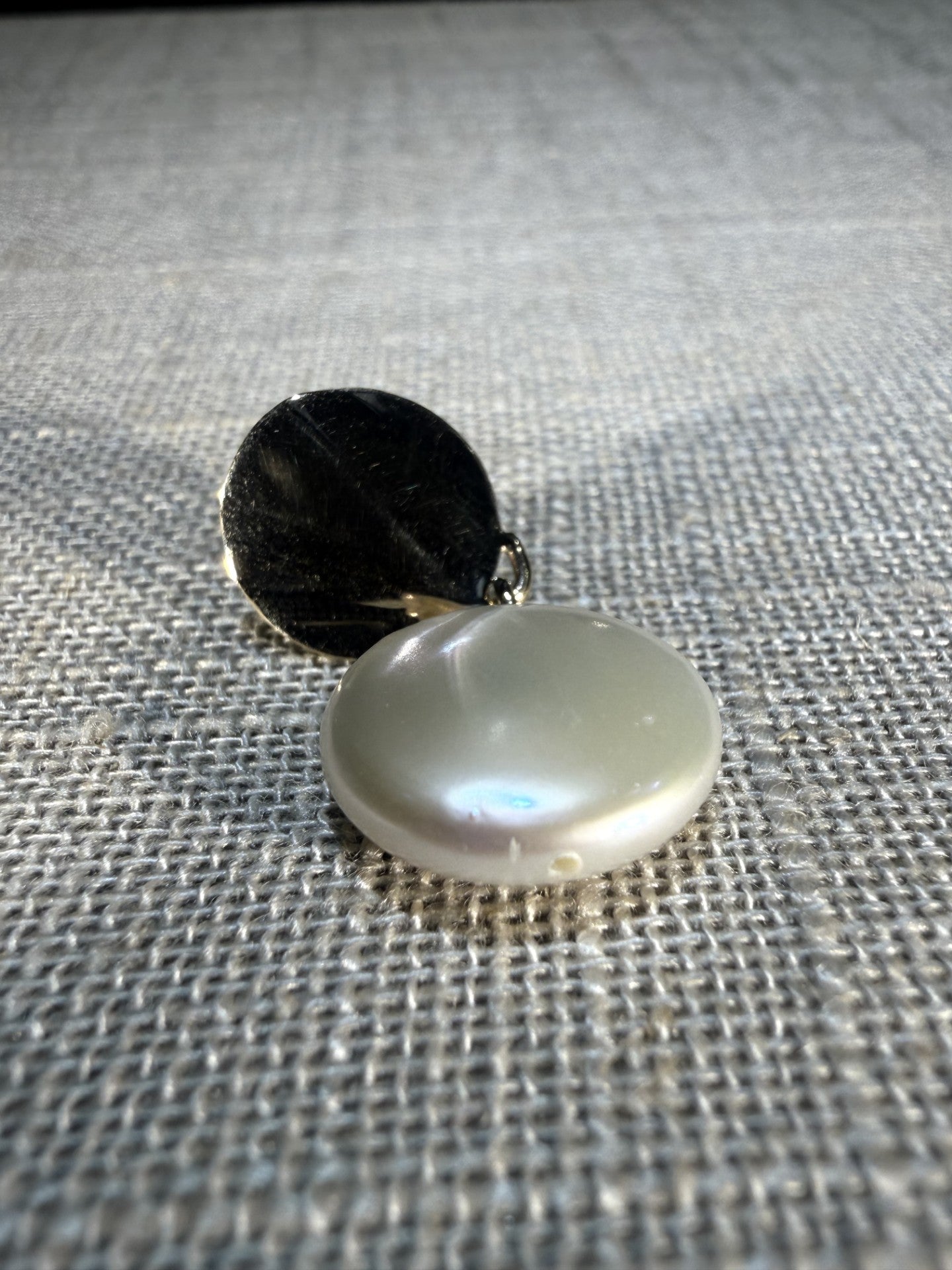 Hanging Flat Pearl Earrings