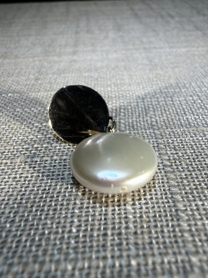 Hanging Flat Pearl Earrings