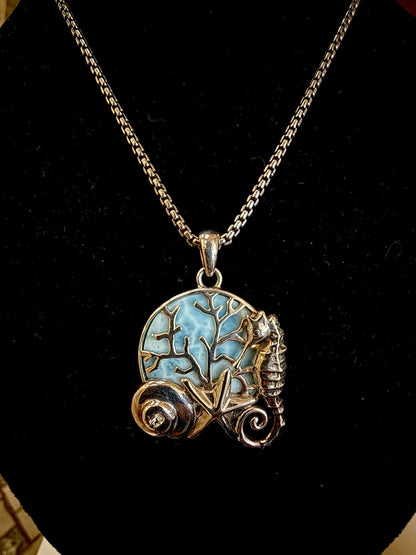 Silver Seaside Collage Statement Necklace - Dune