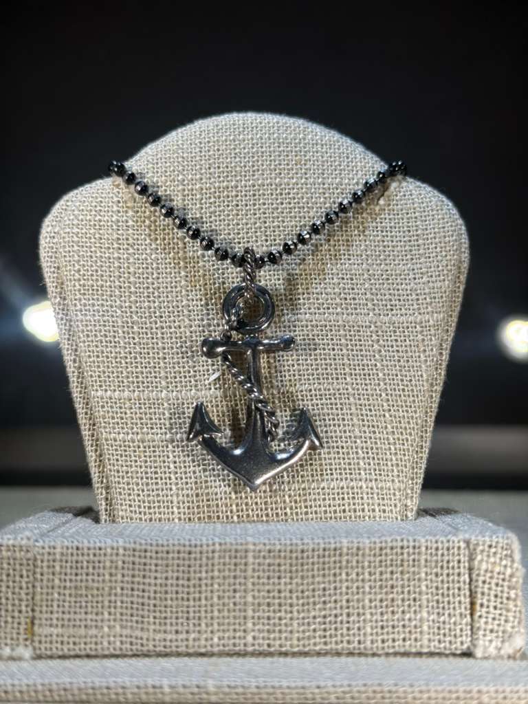 Oxidized Silver Anchor Necklace