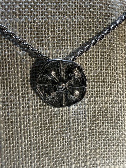 Oxidized Silver Sand Dollar Necklace