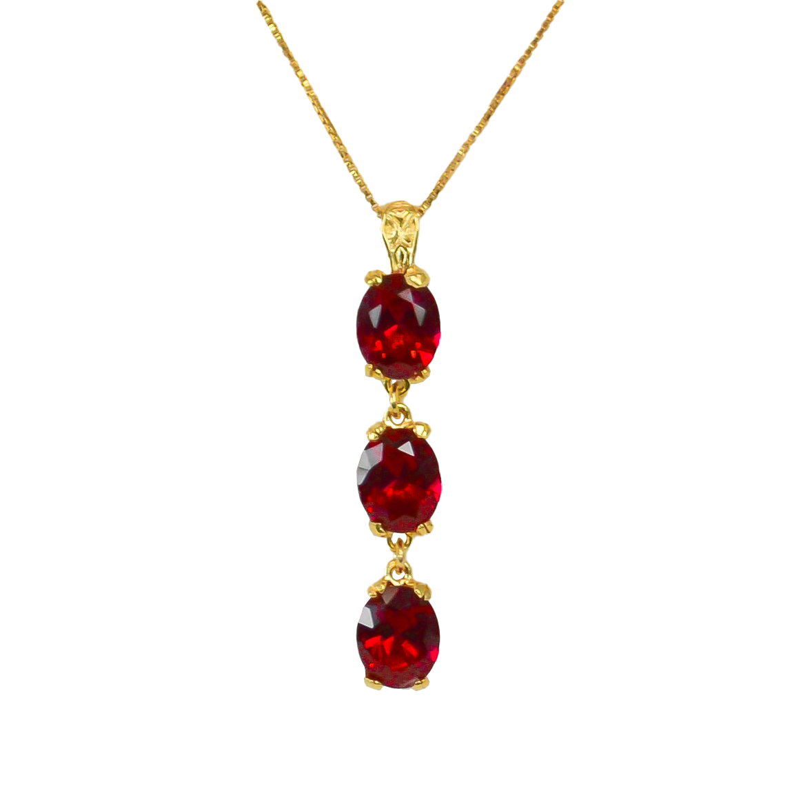 Mary Lily Collection Triple Ruby Pendant