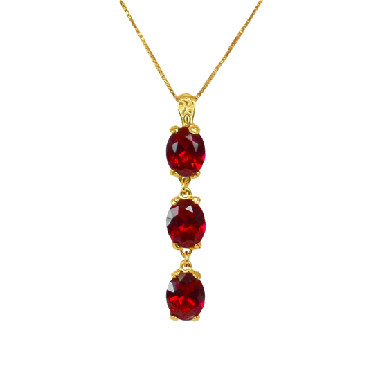 Mary Lily Collection Triple Ruby Pendant