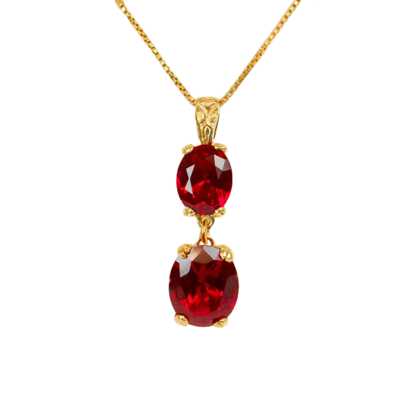 Mary Lily Collection Double Ruby Pendant