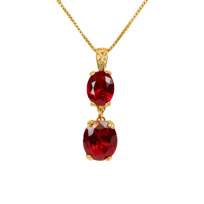 Mary Lily Collection Double Ruby Pendant