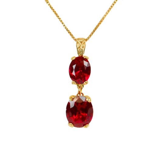 Mary Lily Collection Double Ruby Pendant