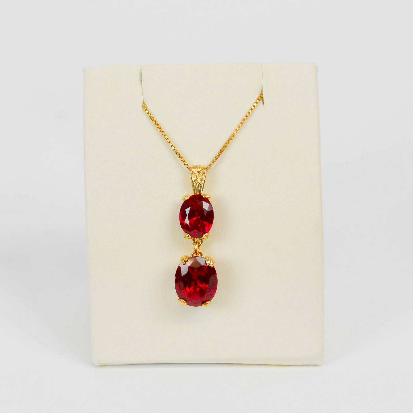 Mary Lily Collection Double Ruby Pendant