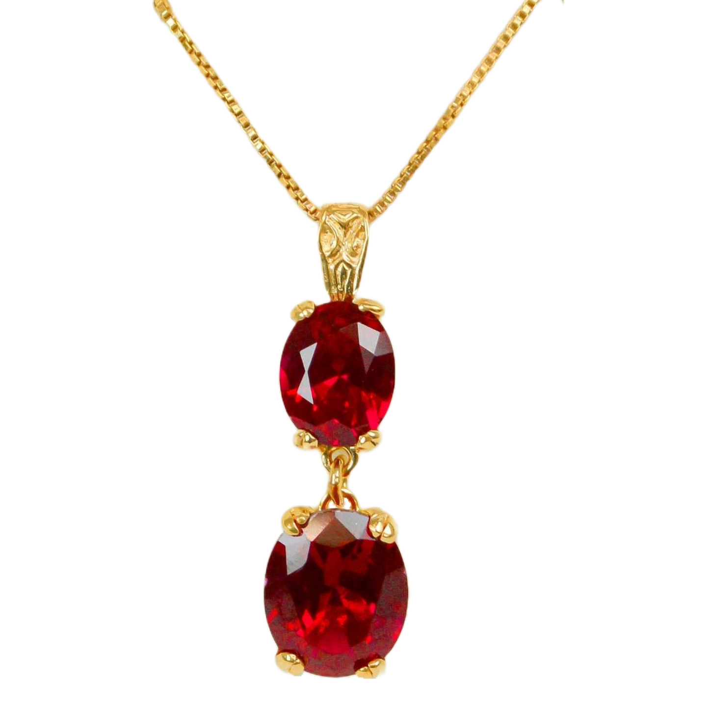 Mary Lily Collection Double Ruby Pendant