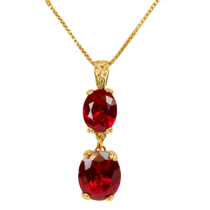 Mary Lily Collection Double Ruby Pendant