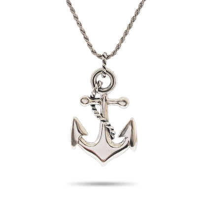 Oxidized Silver Anchor Necklace