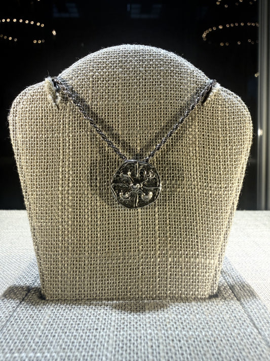 Oxidized Silver Sand Dollar Necklace