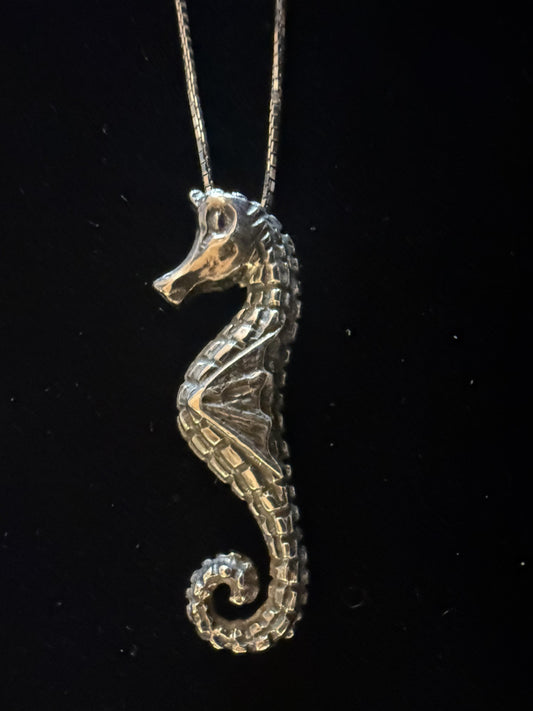 Oxidized Silver Seahorse Necklace