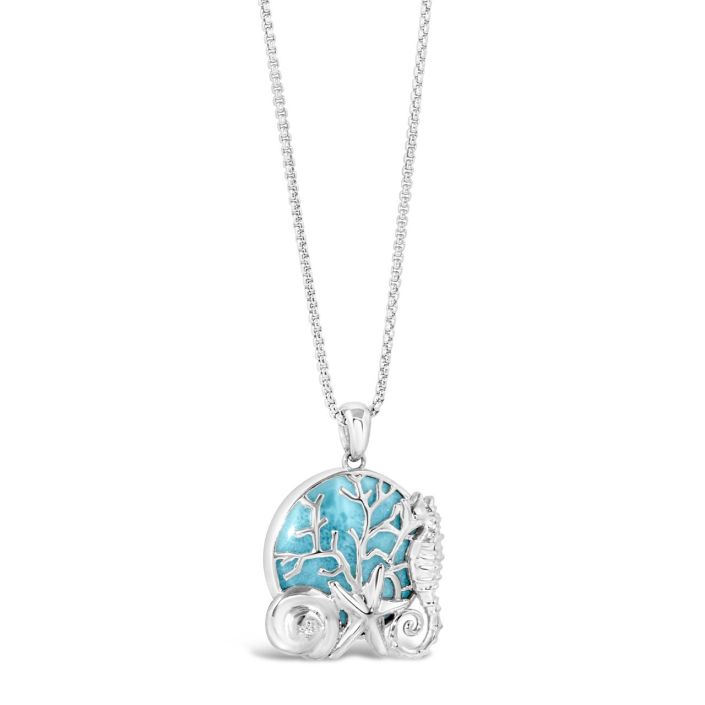Silver Seaside Collage Statement Necklace - Dune