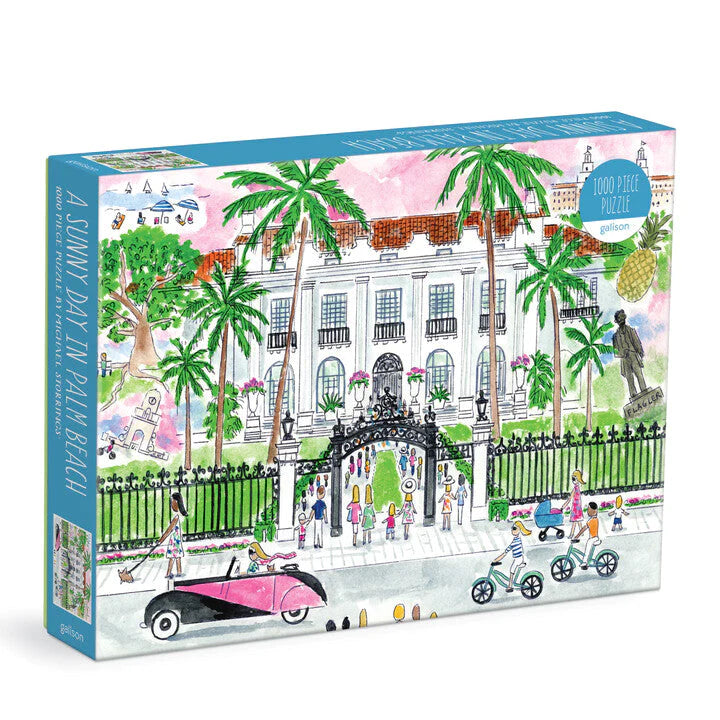 Box cover for puzzle depicting Whitehall Gates and the mansion 