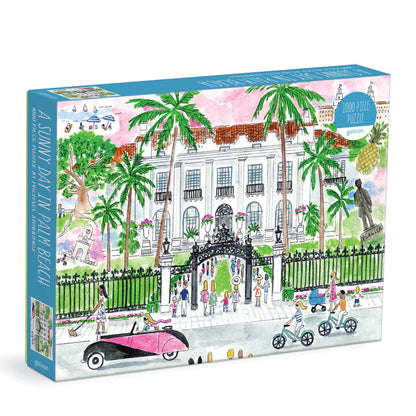 Box cover for puzzle depicting Whitehall Gates and the mansion 
